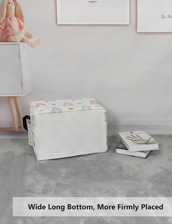Rectangular Collapsible Laundry Basket with Side Handles, Rose Castle - Image 3