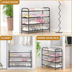 Hleelomi 4-Tier Metal Expandable Shoe Rack for Closet and Entryway, Black - Image 7