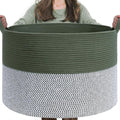 INDRESSME XXXLarge Woven Rope Blanket Basket Living Room Green, 90L by INDRESSME