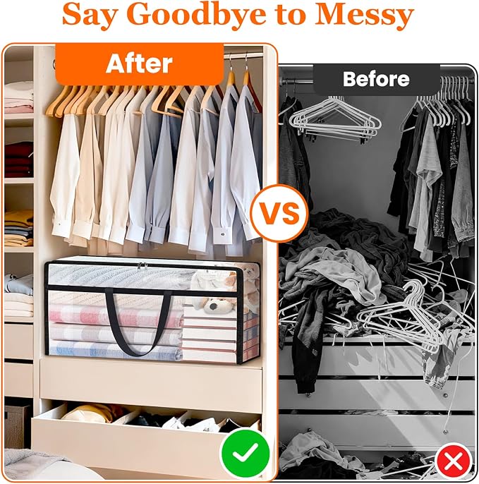 TasticTotes 4 Pack Clear Storage Bags for Comforter, 90L Long | Plastic Blanket Storage with Zipper & Handle, Foldable Moving Bags, Closet Organizer and Under-Bed Storage Containers - Image 4