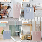 Lifewit 2 Pack Laundry Basket 100L Each, Collapsible Clothes Hamper with Reinforced Handles, Freestanding Waterproof Design for Bedroom and Laundry Room, Pink&Blue 200L Total - Image 7