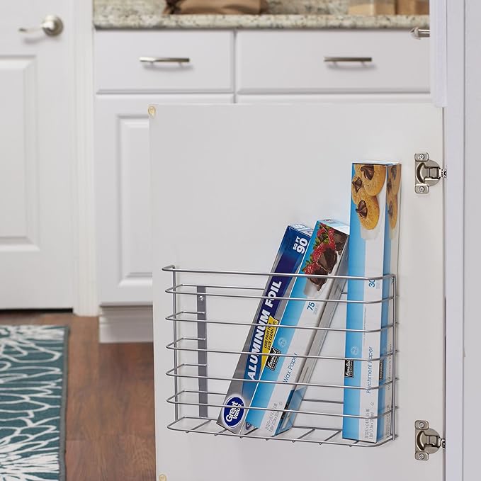 Household Essentials Tall Door Mount Cabinet Organizer with Steel Wire Frame in Nickel Powder Finish, Silver - Image 5
