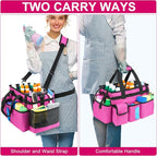 Cleaning Caddy Bag,Large Cleaning Supplies Organizer with Handle for Housekeepers,Rose Red - Image 5
