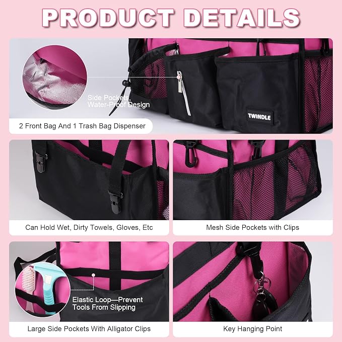 Extra-Large Cleaning Caddy With Detachable Divider And Support Board, Large Cleaning Supply Caddy With Adjustable Shoulder Strap & Waist Belt For Cleaners,Housekeepers - Image 3