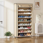 Laiensia 9-Tier Shoe Rack ，Space Saving Shoe Storage Organizer Non-Woven Cover Shoe Shelf Holds 36-45 Pairs for Bedroom, Hallway, Entryway, Beige - Image 8