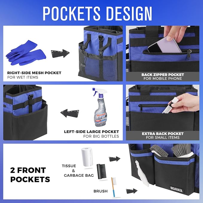 SCAVATA Compact Wearable Cleaning Caddy with Handle & Shoulder Straps - Image 2