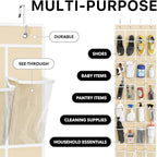 Simple Houseware 24 Pockets Clear Over the Door Shoe Organizer, Beige | 64" x 19", 4 Durable Metal Hooks, 4.3" x 9.5" Pocket Size, Multipurpose - Image 5