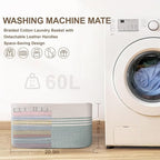 60L Woven Laundry Basket Hamper with Handles, Green - Image 7