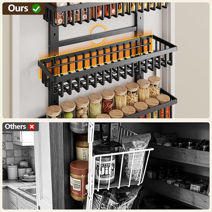 POKIPO 9 Tier Over The Door Pantry Organizer, 2 in 1 Wall Mount or Hanging Spice Rack with Adjustable Deep Basket, Heavy-Duty Seasoning Organizer and Storage for Kitchen Cabinet Closet Bathroom - Image 7