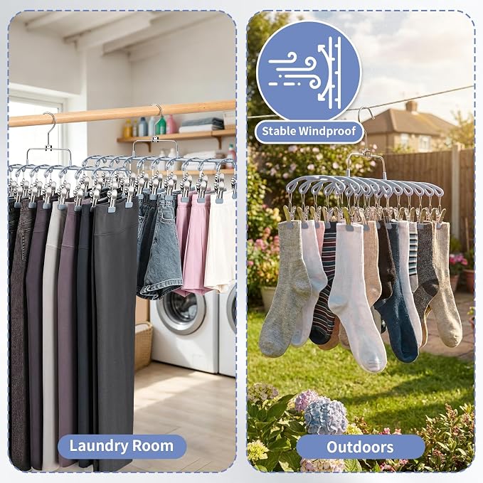 2 Pack Pants Hangers with 40 Clips, Space Saving Closet Organizer - Image 4