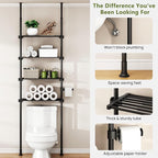ALLZONE Adjustable Over The Toilet Storage Shelf, 4-Tier Ample Bathroom Organizer and Storage, Tension Mounted Above Toilet Storages Cabinet for Versatility, Fits 66-113 Inch Heights, Black - Image 4