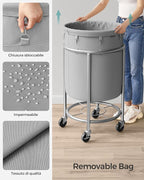 SONGMICS Laundry Basket with Wheels, 29 Gal., Steel Frame, Removable Bag - Image 5