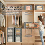 GoMaihe Blanket Storage Bins with Metal Frame for Closet, 55L 4-Pack Grey - Image 7