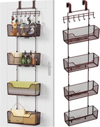 HapiRm Over The Door Organizer - Hanging Door Organizer with 4 Metal Large Capacity Baskets and Adjustable Coat Hook for Bathroom Bedroom Kitchen Pantry Closet Cabinet by HapiRm