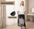 HOUSE AGAIN Strong Mesh Pop Up Laundry Hamper, 70L Collapsible Laundry Basket with Steel Frame, Double‑Stitched Handles & Side Pocket, Foldable Dirty Clothes Hamper for Dorm, Bedroom, Black - Image 3