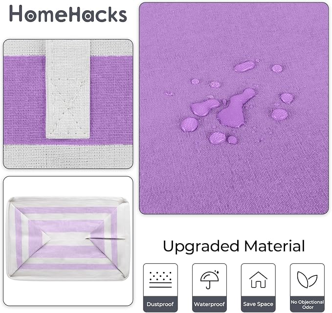 HomeHacks 2 Pack Laundry Baskets, Laundry Hampers Bags (Purple 125Lx2) | Waterproof, Freestanding, Collapsible Clothes Hamper with Reinforced Handles in Laundry Room, Dorm, Bathroom, Bedroom - Image 5