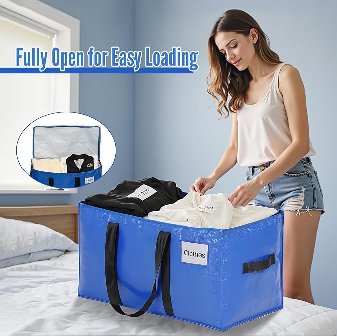 BAGAIL Heavy Duty Moving Bags with Strong Handle, Extra Large Moving Boxes, Storage Tote for Clothes, College Moving Supplies(Blue, 10 Pack) - Image 4