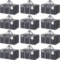 12 Pack Extra Heavy Duty Large Moving Bags with Strong Zipper, Gray | Comfortable Handles, Sturdy & Durable Clothes Storage Bags Totes Bins, Blue Packing Moving Boxes for College Supplies by Fygrip