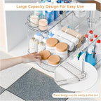 Yieach 2 Pack 13.8″ Deep 2 Tier Under Sink Storage Organizer,Large Pull Out Bathroom Organizers and Storage,Slide Out Acrylic Undersink Storage Shelf,Kitchen Under Sink Organizer for Cleaning Products - Image 4