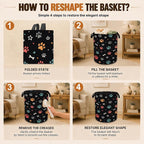 Dog Paws Laundry Basket with Handles,Cute Stars Foldable Oxford Clothes Hamper, Portable Dirty Clothes Storage Organizer for Bedroom Bathroom Dorm Laundry Room,20.8x16 Inch - Image 6