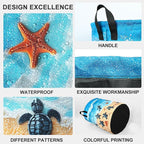 Sea turtles Waves Laundry Basket Foldable Laundry Hamper With Handles Clothes Storage Bucket Organizer Laundry Bag For Bedroom Bathroom Laundry Storage 19.6 x 15.7 - Image 3