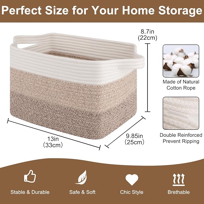 OIASKET Storage Basket for Organizing 3 Pack, Woven Baskets for Storage - Image 2