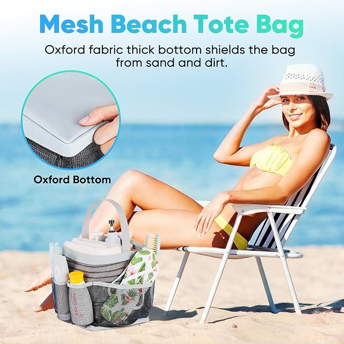 EUDELE Mesh Shower Caddy Portable for College Dorm Room Essentials, Shower Caddy Dorm with 9-Pocket Large Capacity for Beach, Swimming, Gym, Camping, Travel essentials - Image 6
