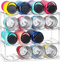LARGER Compartment - 4 Tier Stackable Water Bottle Organizer Holder - for Stanley 40oz & Others' Large Tumbler - Clear Wine Rack, 16 Cup Bottle Holder for Cabinet Home Countertop Fridge Pantry Shelf by MakeLifeBetterEasier