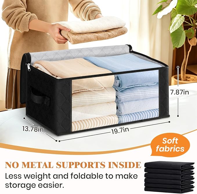 Fab totes 35L Closet Organizers, Foldable Under Bed Storage Containers | Storage Bags with Zippers,Window and Handles for Organizing Bedroom, Closet, Clothing,Organization with Handle - Image 2