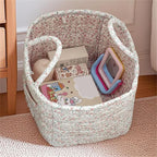 Quilted Fabric Storage Basket with Handles & Pocket, Foldable Laundry Hamper Boho Floral Print Organizer Bin for Home, Picnic, Office 12"x10"x10" (A-1) - Image 5