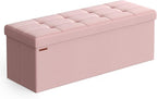 SONGMICS 43.3 Inches Folding Storage Ottoman Bench, Load 660 lb | Ottoman Foot Rest, Storage Chest, for Living Room, Entryway, Jelly Pink and Ink Black, MINOTA Collection ULSF077R11 by Unknown