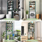 Kalrin Over-The-Toilet Storage Rack, 4-Tier Bathroom Organizer Shelf Over Toilet with Adjustable Shelf and Basket, Freestanding Space Saver Bathroom Shelves Above Toilet for Room (Green- Black) - Image 3