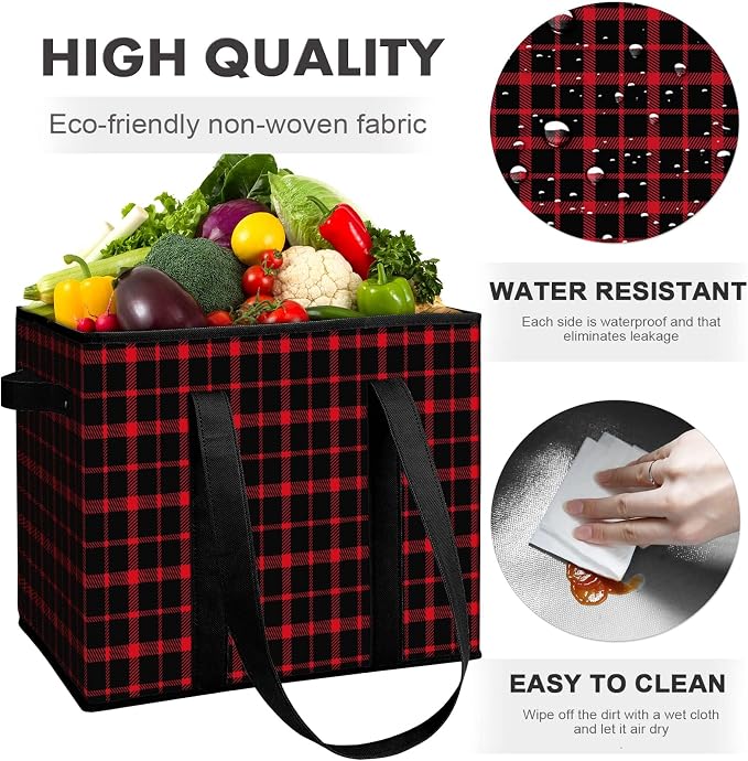 Reusable Grocery Bags 3 Pack, Foldable & Water Resistant Shopping Bags - Image 3