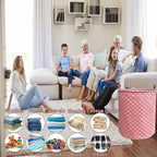 Waterproof Laundry Hamper Collapsible Laundry Basket Leather Handle Laundry Bag Large Clothes Storage Toy Organization for Bathroom Bedroom Laundryroom College Dorms (Laundry Basket-002) - Image 4