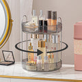 shuang qing Rotating Makeup Organizer for Vanity, High-Capacity Skincare Clear Make Up Storage Perfume Organizers Cosmetic Dresser Organizer Countertop 360 Spinning (Gray, 2 Tier) by SHUANGQING