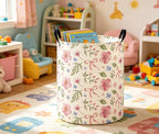 Baby Laundry Basket Baby Nursery Hamper Kids Laundry Basket Toy Storage Bin for Boys Room Decor Gift Baskets for Bedroom Bathroom(Watercolor Flower) - Image 5