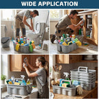 Wesiti 6 Pcs Cleaning Caddy with Handle Large Plastic Housekeeping Shower Basket Cleaning Supplies Organizer for Spray Bottles Brush Home Bathroom Office (Gray) - Image 4