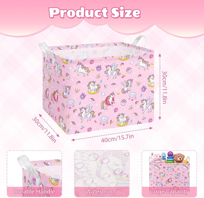 Collapsible Storage Basket Collapsible Fabric Laundry Basket with Handles - Image 3