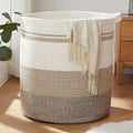 OIAHOMY 80L Laundry Basket Laundry Hamper Nursery Hamper White&Gray by MasterofSpaceOptimization