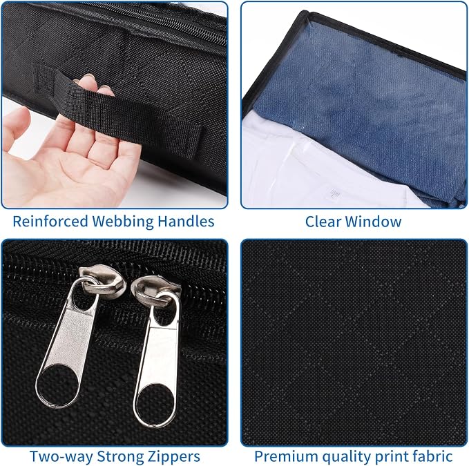 Fixwal Black Underbed Storage Bags with Clear Window and 2 Reinforced Handles Under Bed Storage Containers for Clothing, Bedding, Comforter (2 Pack) | Foldable Design, Clear Vinyl Window, Stainless Steel Zipper, Reinforced Handles, Dust-Resistant Under... - Image 4