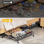 Under Bed Shoe Storage Organizer, 2 Pack Under Bed Storage Containers with Wheels for Under Bed Shoe Organizer Drawer Space Saving for bedroom - Image 6