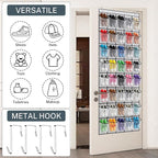 40 Large Mesh Pocket Over the Door Shoe Organizer,Hanging Shoe Rack for Door,Hualleko Shoes Organizer Hanger with Large Capacity, Shoes Storage Holder Sturdy Non-woven Fabric - Stores 20 Pairs (White) - Image 2