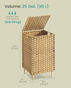 SONGMICS Laundry Hamper with Lid, PE Rattan, 25 Gallons (95 L) - Image 7