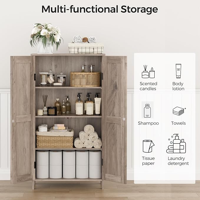 Homleke 43.3" H Farmhouse Bathroom Storage Cabinet with Adjustable Shelves - Image 4
