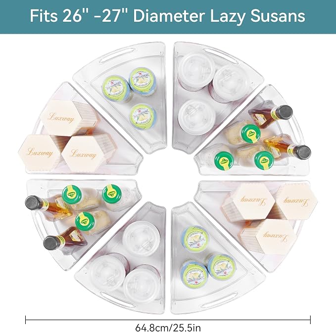 Oubonun Lazy Susan Cabinet Organizer Bins for Kitchen 8 Pack, 1/8 Wedge - Image 2
