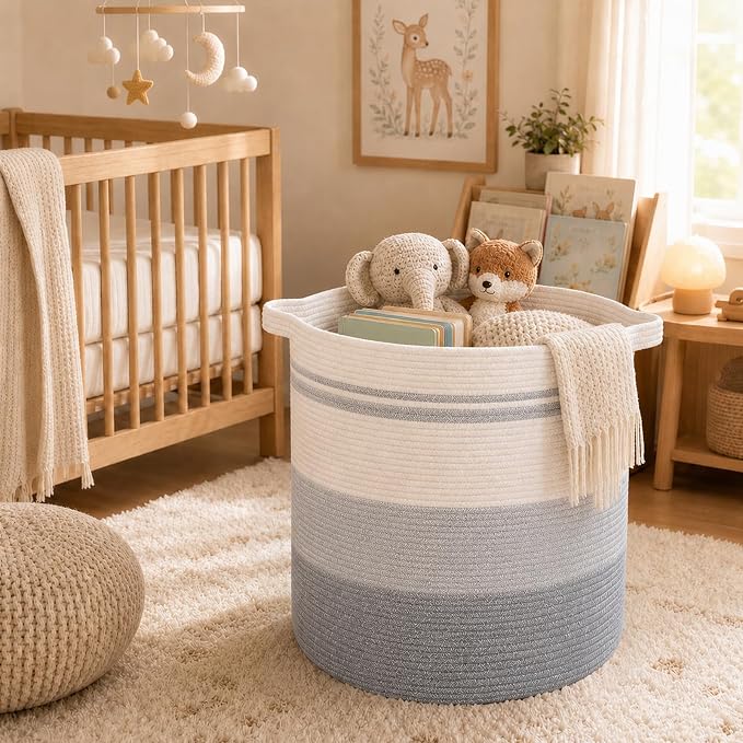 OIAHOMY 80L Laundry Basket Laundry Hamper Nursery Hamper Gradient Gray - Image 5