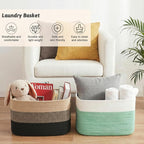 Artfeel Blanket Basket,Rectangle Woven Baskets for Storage,65L Laundry Basket for Decorative Nursery Blanket,Toys,Dirty Clothes and Magazine in Shelves,Baby Room,and Living Room - Image 6