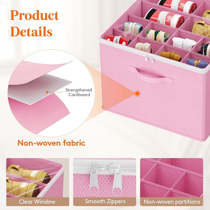 Lifewit Shoe Storage Organizer for Closet, Holder Box, 2 Pack, Pink - Image 3
