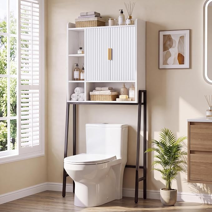 Over The Toilet Storage Cabinet,31" W Bathroom Organizer, White by Unknown