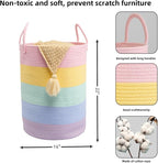 XUANGUO Rope Laundry Basket Hamper for Kids Girl Large, rainbow - Image 2
